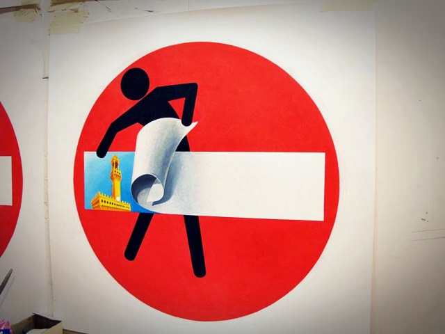 Clet Abraham verkeersbord Clet Abraham verkeersbord